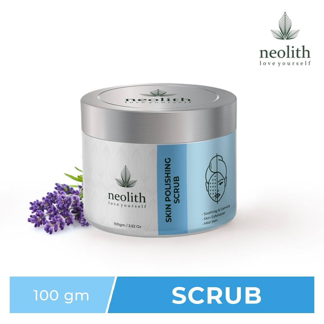 Neolith Skin Polishing Face Scrub with Vitamin E and Almond oil (100gm) for Gentle Exfoliation and Tan Removal, Black heads removal 100 GM sky blue