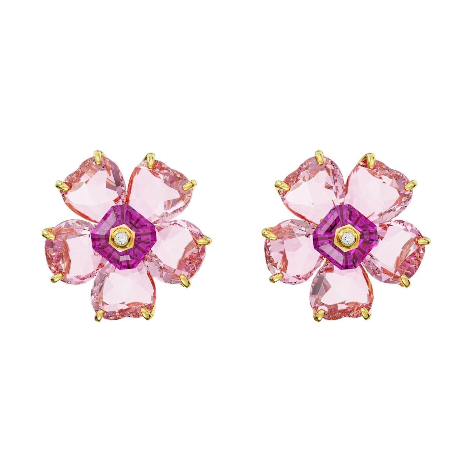 Swarovski Florere Floral Pattern Fashionable Exquisite Imitation Crystal Earrings Women earrings 5650563 Box (Random Color),F,Pink
