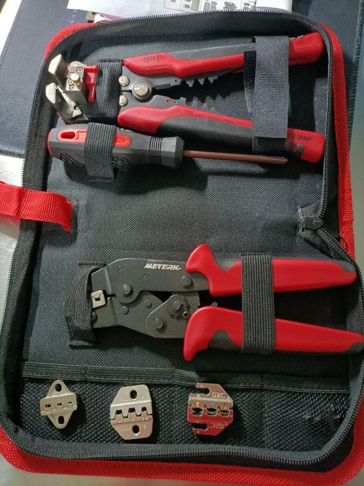 METERK Professional 4 In 1 Wire Crimpers Engineering Ratcheting Terminal Crimping Pliers Bootlace 1000g red