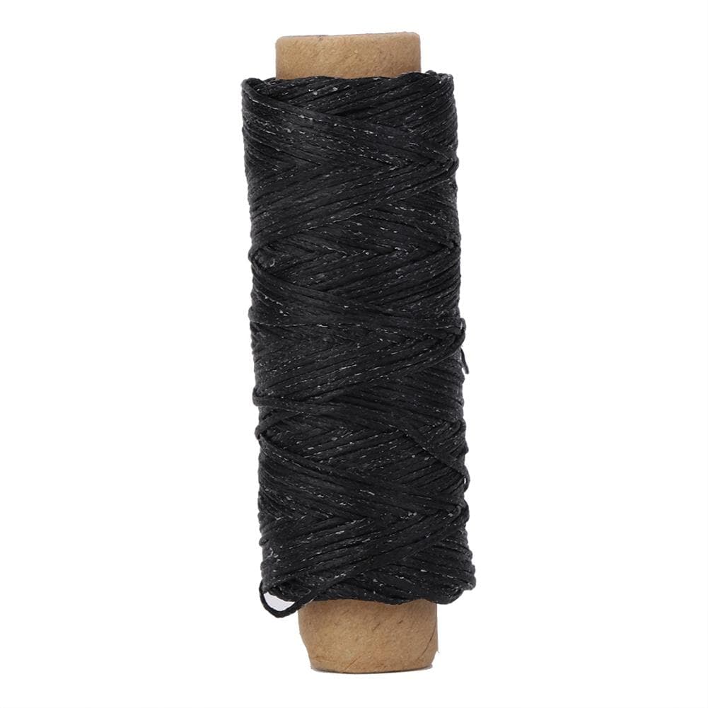 150D/16 Flat Waxed Sewing Thread Leather Craft Shoes Repair Hand Stitching Cord 50m Black Black