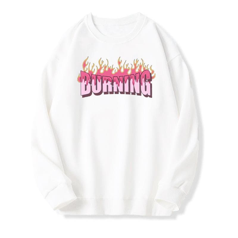 Loose Casual Pink Sweatshirt for Women In Autumn and Winter New Letter Printing Mid-length Sweatshirt Jacket 2XL white