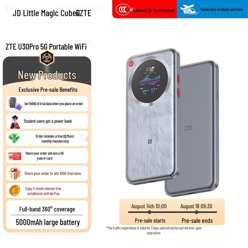 ZTE U30 Pro 5G Portable WiFi Router Official Unrestricted Speed