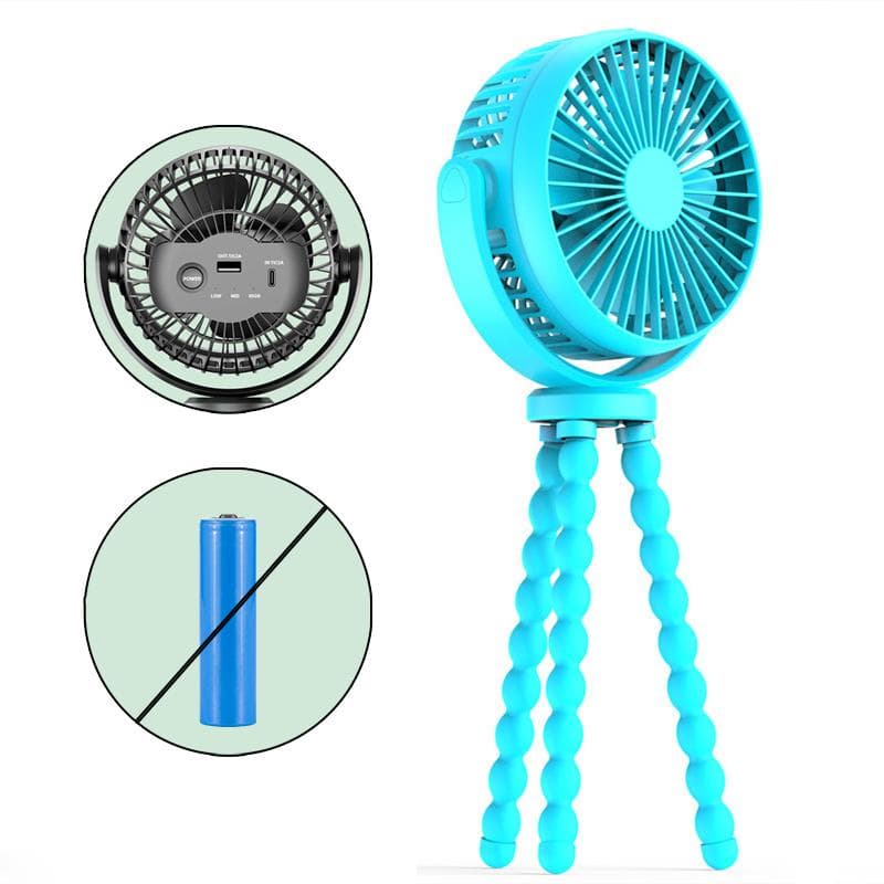 Portable Stroller Fan Hand USB Electric Fan Powered Small Folding Rechargeable Fans Mini Ventilator Silent Table Outdoor Cooler