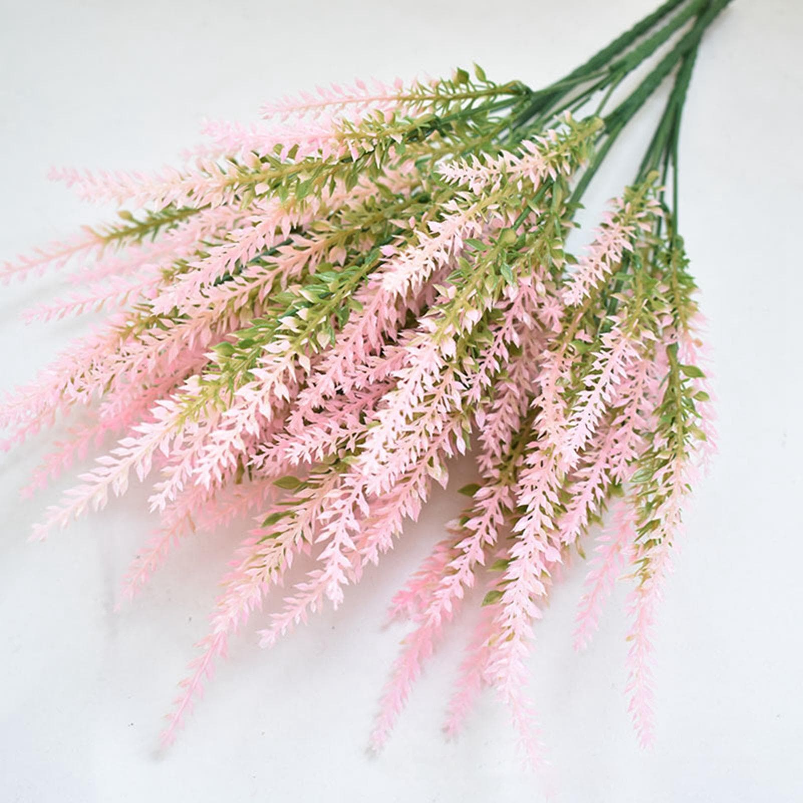 Plastic Artificial Lavender Flowers Odorless Realistic Fake Lavender for Scene Decoration Wedding pink