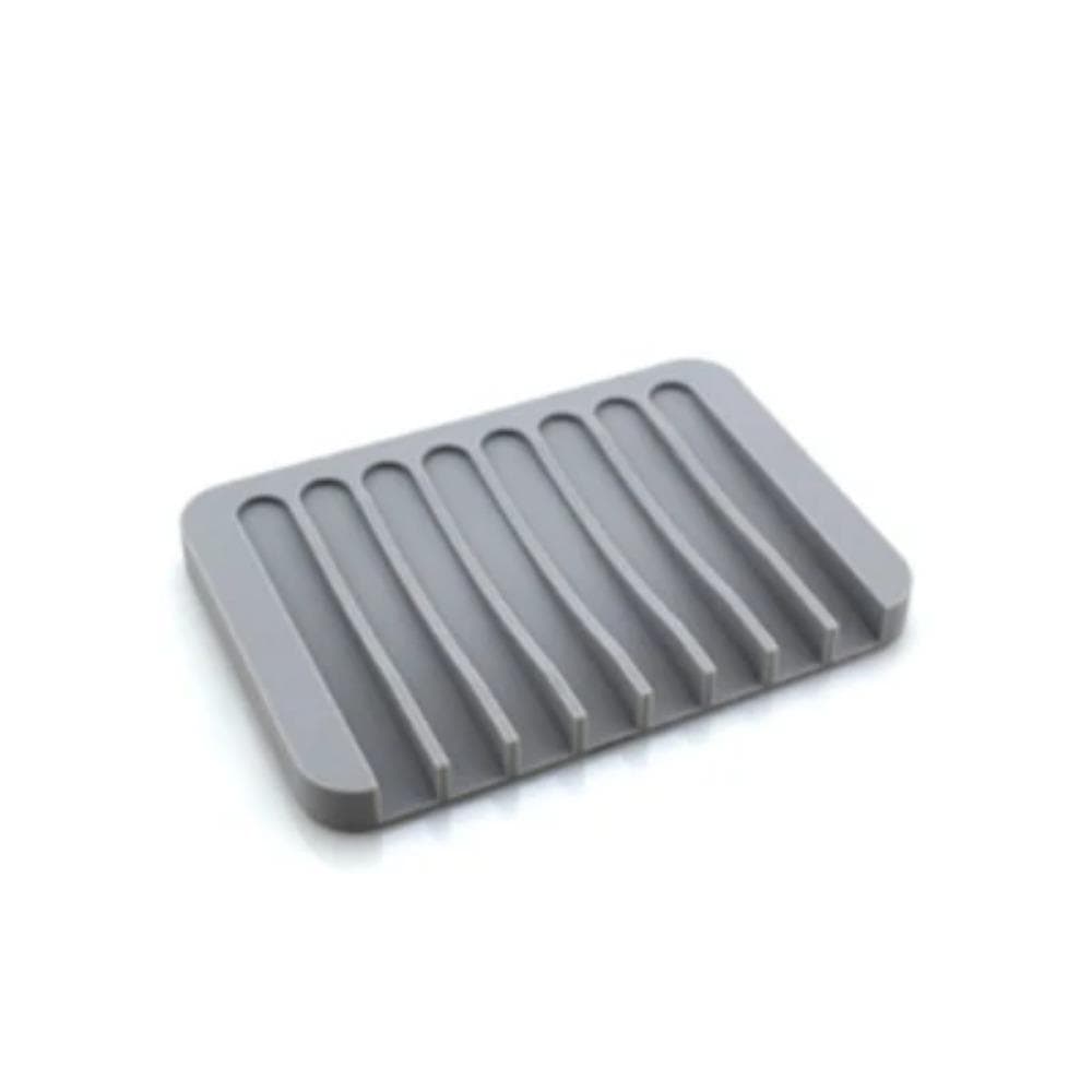 Bathroom Silicone Soap Dish Drain Bath Drain Soap Rack Kitchen Countertop Sponge Rack Drying Tray grey