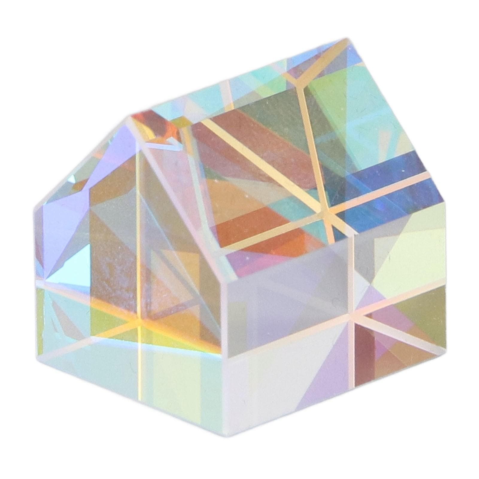 Color Prism Optical Glass Cabin Shape Desk Ornament RGB Dispersion Prism for Physics Teaching Art