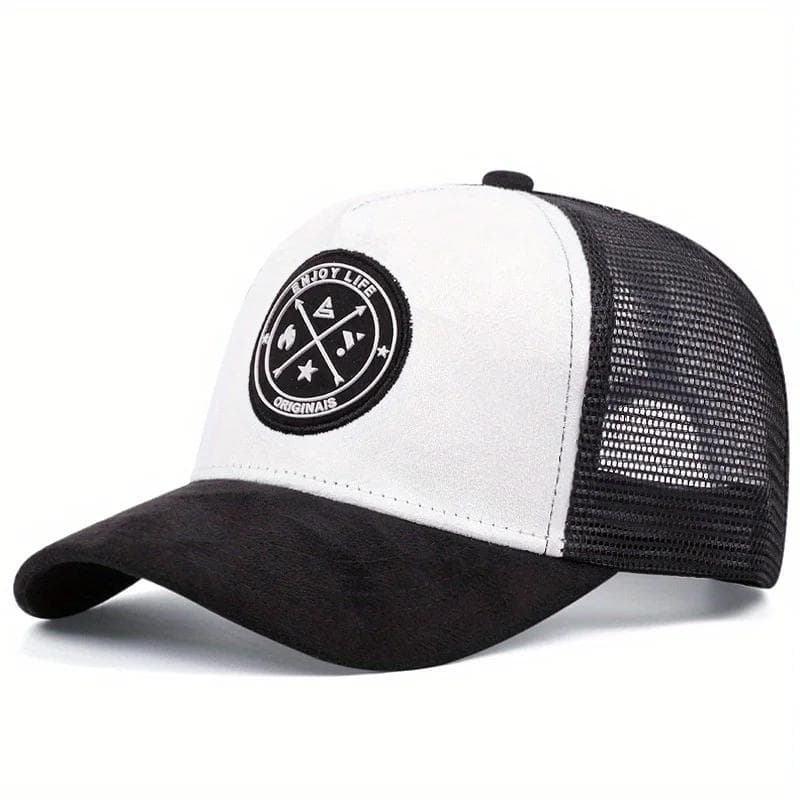 Summer Mesh Baseball Cap Women Men ENJOY LIFE Letter Patch Snapback Hat Casual Breathable Unisex Street Hip Hop Trucker Caps white