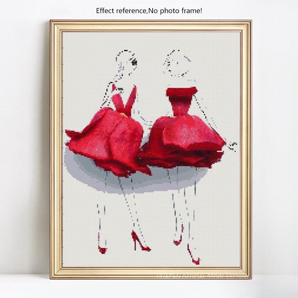 Diamond Painting Cartoon Red Sexy Skirt Diamond Embroidery Picture Of Rhinestone 20X30CM