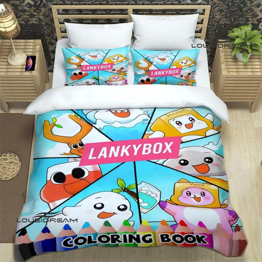 Lankybox Foxy Boxy cute printed Bedding Sets exquisite bed supplies set duvet cover bed comforter set bedding set luxury EU single(135x200cm)