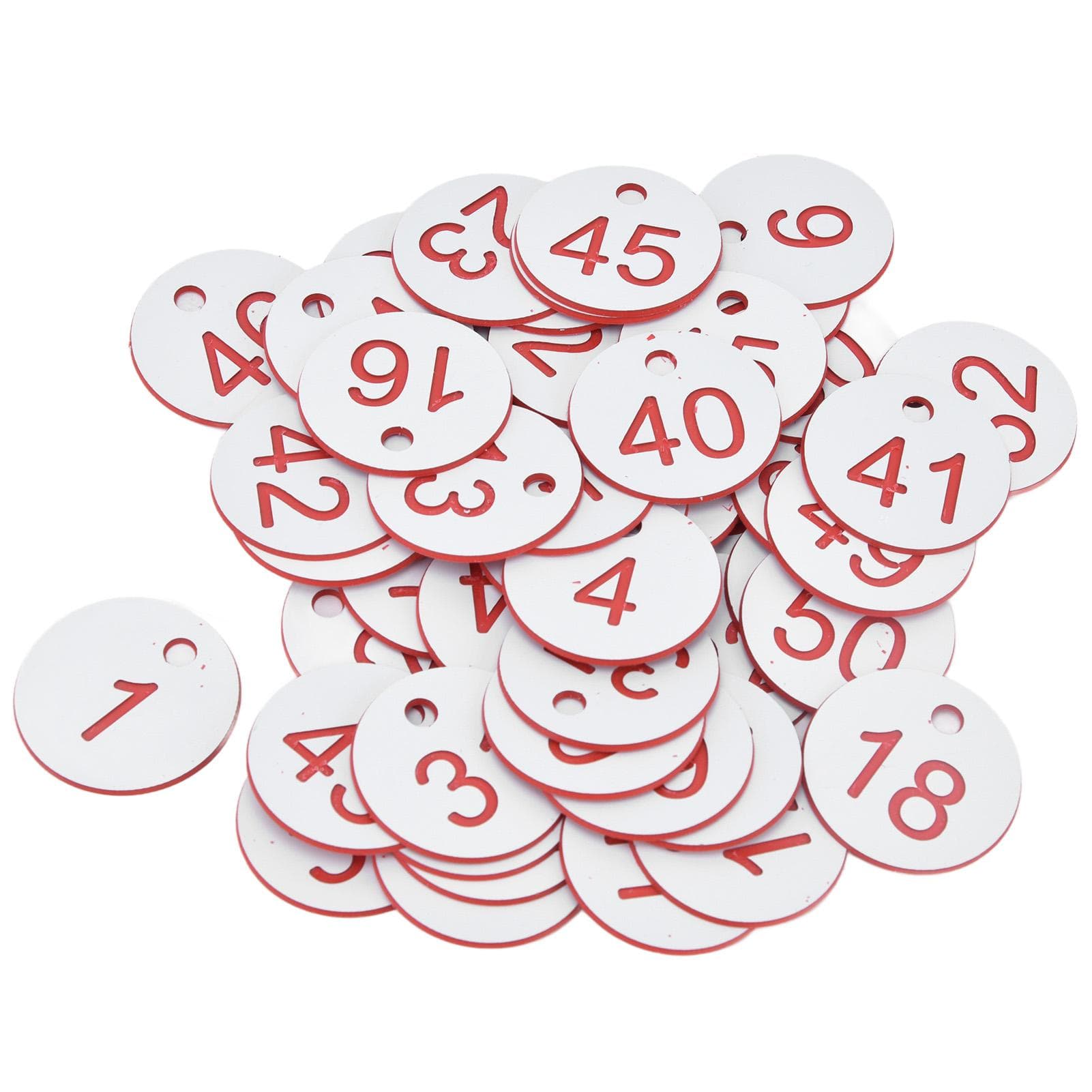 50Pcs Beehive Tag ABS Round Numbered Sign Labels with Hole Livestock Beekeeping SuppliesWhite 1-50 white