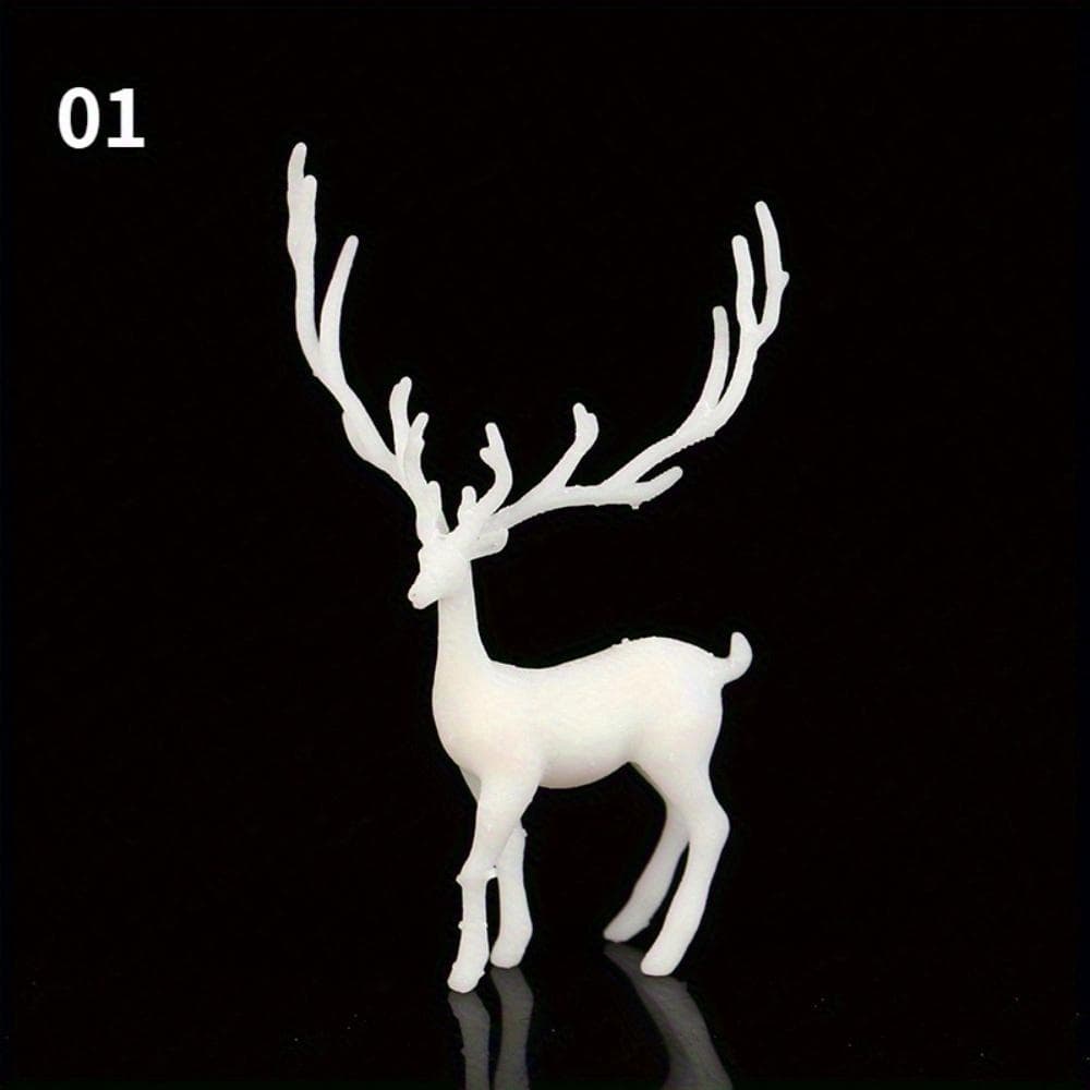 1Pc Mini Resin Crystal Deer Christmas Forest Elk White Dessert Table Decor Merry Christmas Decor for Home 01