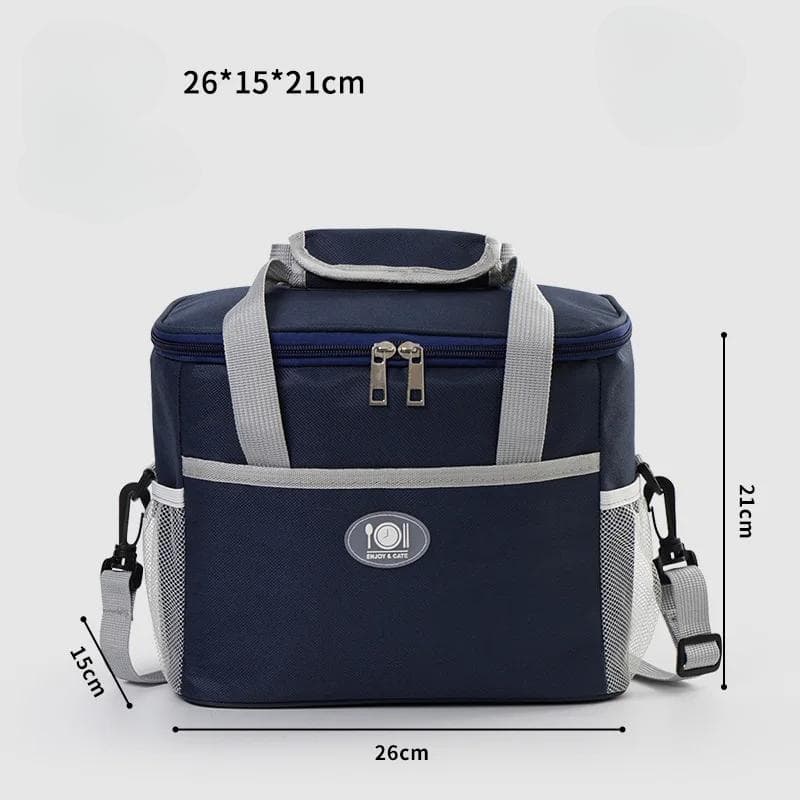 New Portable Insulation Bag Large Capacity Home Lunch Bags Thickened Waterproof Outdoor Picnic Box 26*21*15cm navy blue