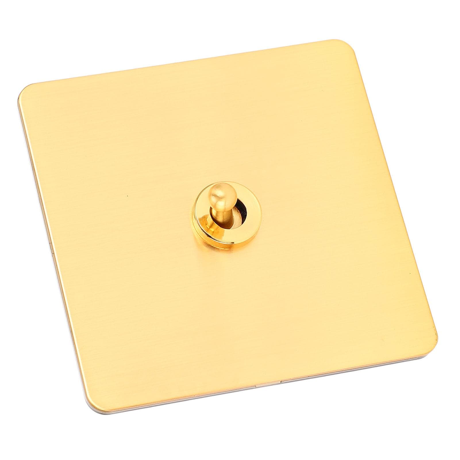 AC250V Toggle Switch 1 Gang 2 Way Power Toggle Switch with Gold Color Stainless Steel Panel and