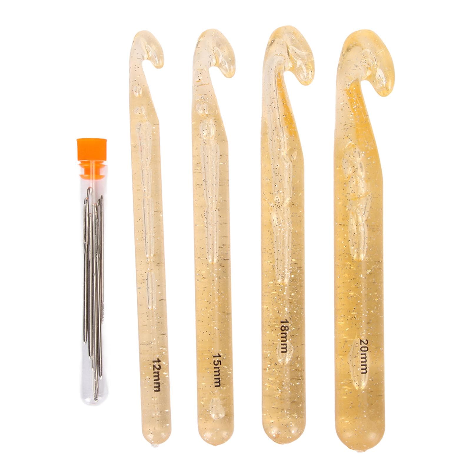 4 Sizes Large Crochet Hook Set 12mm to 20mm Ergonomic Handle Big Crochet Hooks for Blankets Hats