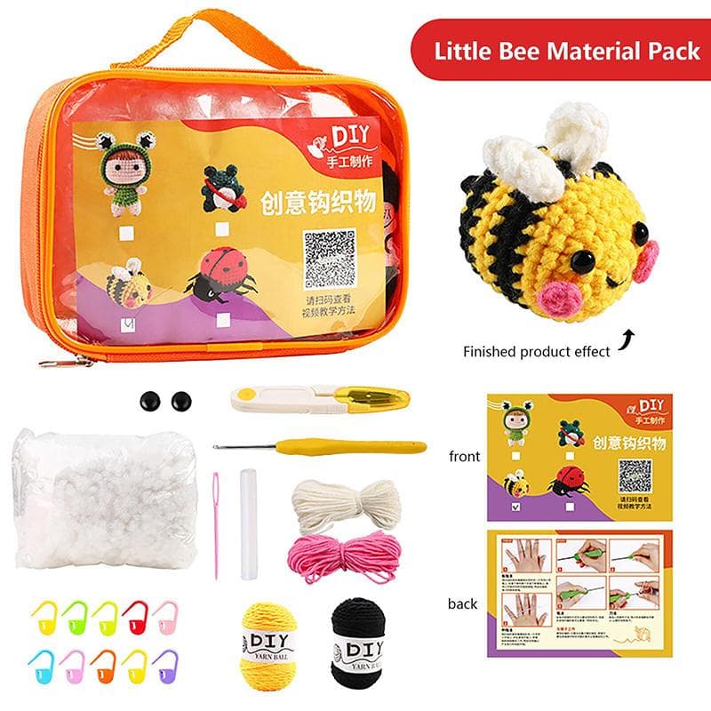 Beginner Crochet Kit with Crochet Hooks Yarn Set DIY Crochet Stuffed Animal Kit bee