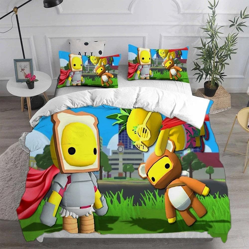 Wobbly & Life Single Bedding Set,Duvet Cover Comforter Bed Set Quilt Cover Pillowcase,King Queen Twin Size Boys Girls Adultse 155X220cm-3pcs
