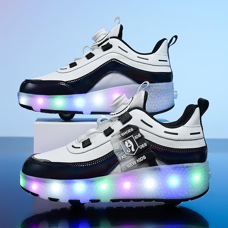 Runaway Shoes Boys and Girls Double Wheel Four Wheel Pulley Skating Adult High Value Deformation Shoelace Light Can Go 40