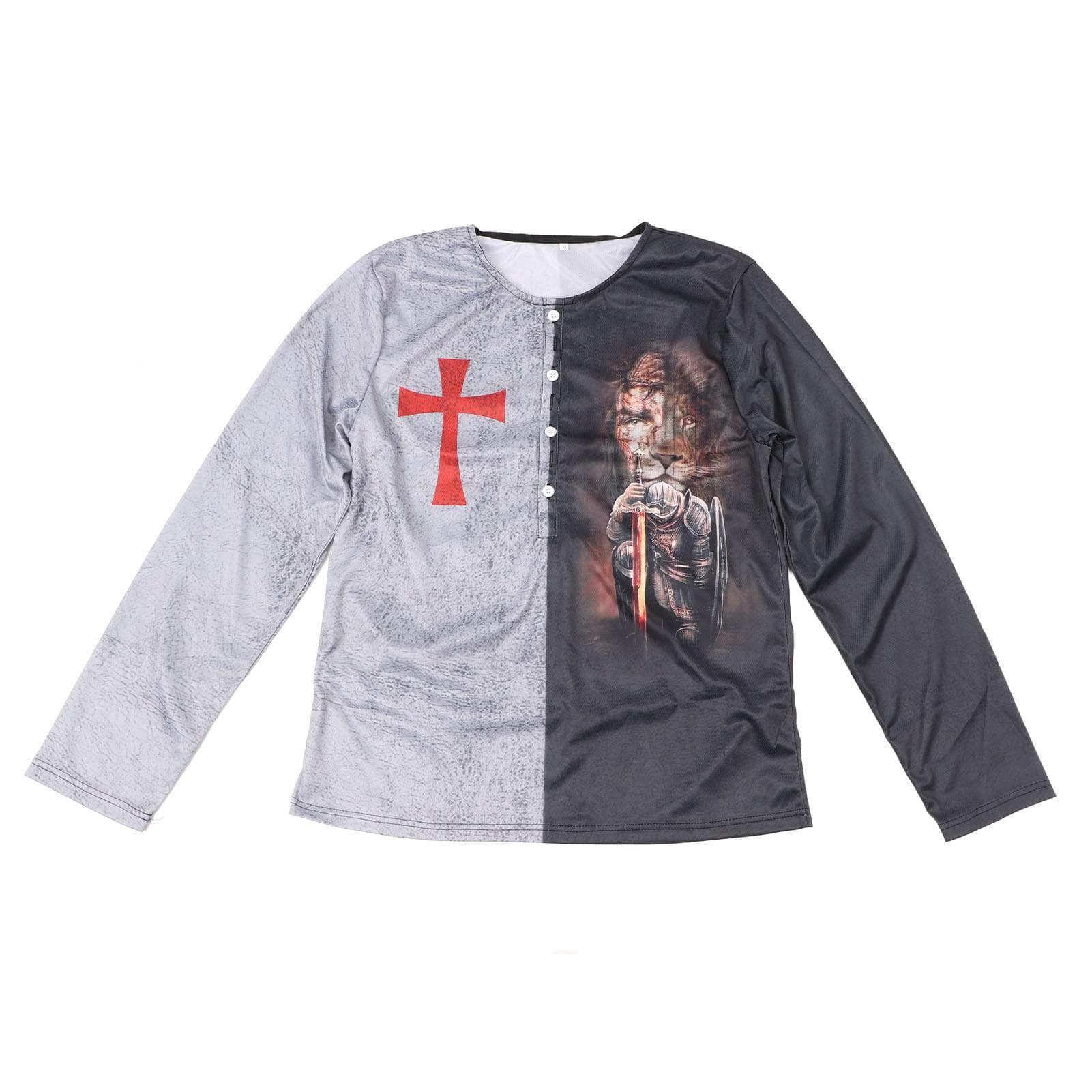 Men Medieval Long Sleeve T Shirt Loose Casual Fashionable Animal Graphic Print Button Top for M(for 4-6.5kg)