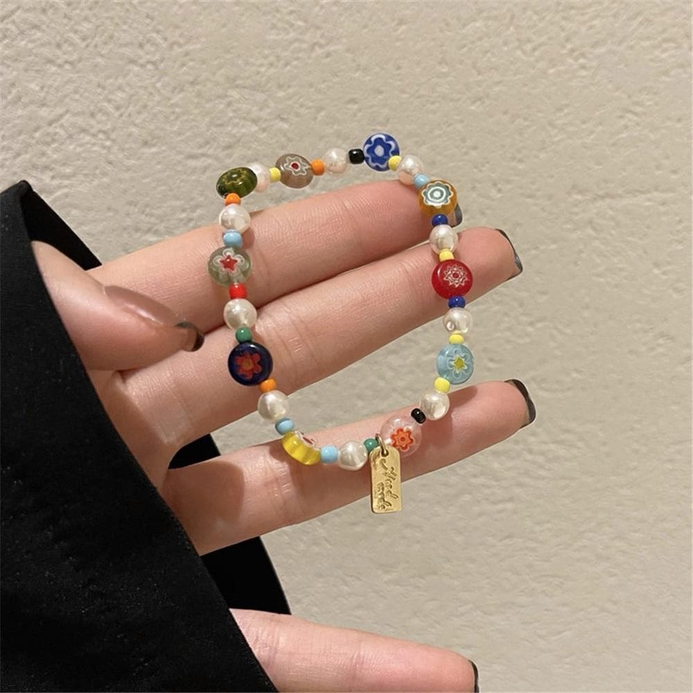 Colorful Women Resin Bead Bracelet Cute Funny Cartoon Handmade Beaded Friendship Bracelet Light Luxury Popular Jewelry Gift