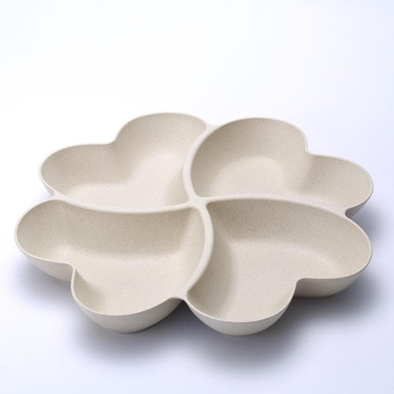 Heart Shaped Fruit Platter Creative Plates Storage Box Dried Fruit Snack Plates Divided Candy Dessert Plate Container 10.5 inches beige