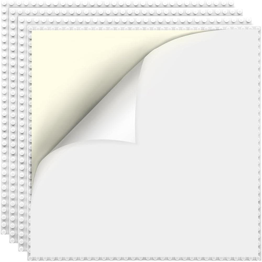10 Inch X 10 Inch Peel-and-Stick Baseplates Self Adhesive Building Brick Plates Compatible with All Major Brands Children Brick Diy Toy Gift white