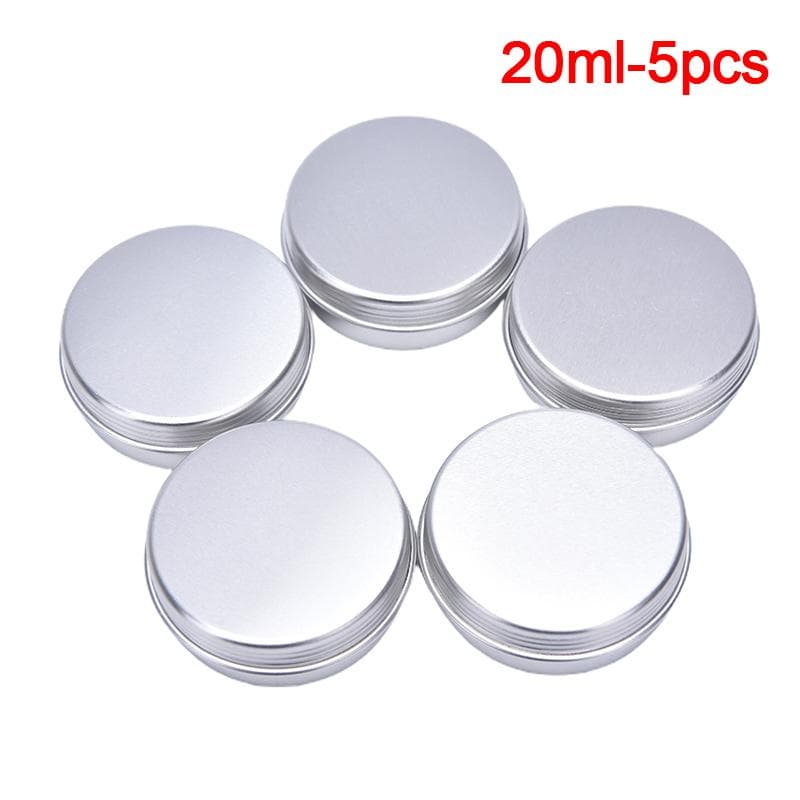 5Pcs Aluminum Mini Round Tin Metal Container Bottles Storage Jar Screw Lids Box 20ml-5pcs