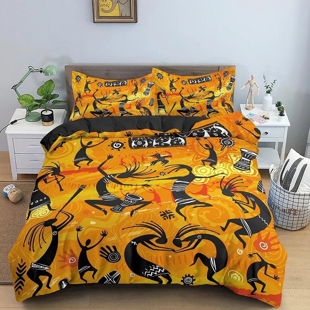 Ethnic Dancing Bedding Set Beautiful Woman Profile Duvet Cover Set Pillowcase King Queen Size Comforter Cover Bed Set 70x133cm 2pcs