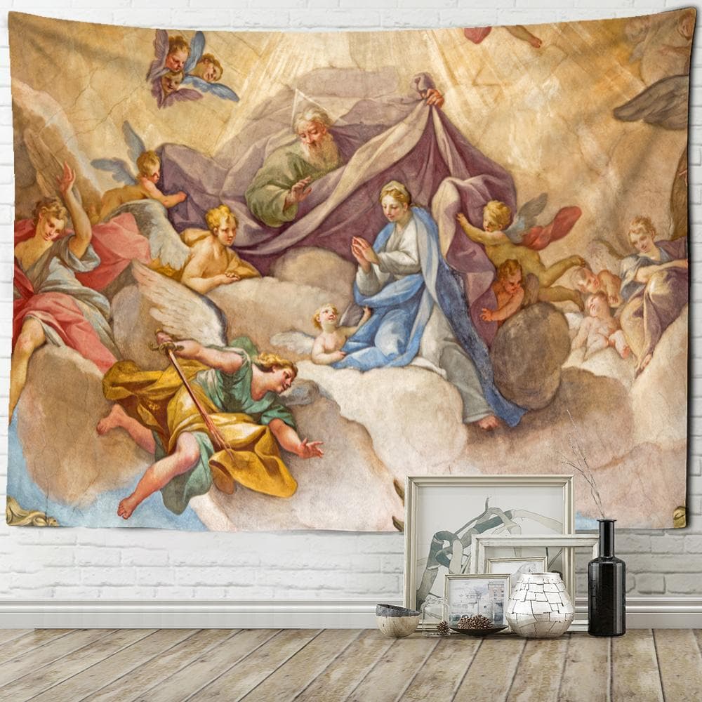 Vintage Angel Tapestry Wall Hanging Boho Tapiz Christian Psychedelic Witchcraft Mystery Classic Art Bedroom Home Decor 95x70cm