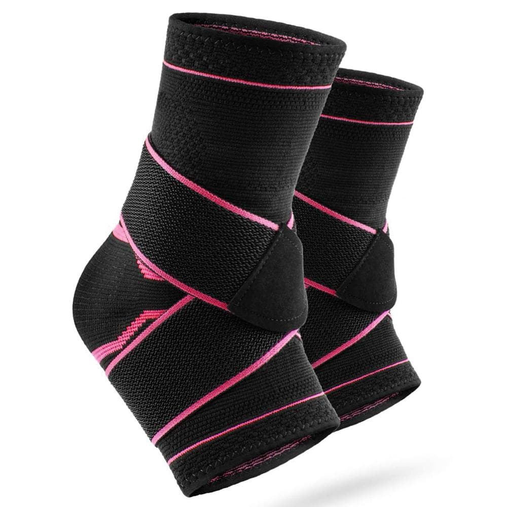 1 Pair Ankle Brace, Adjustable Compression Ankle Support Strong Ankle Brace Sports Protection,Stabilize Ligaments-Eases Swelling S red