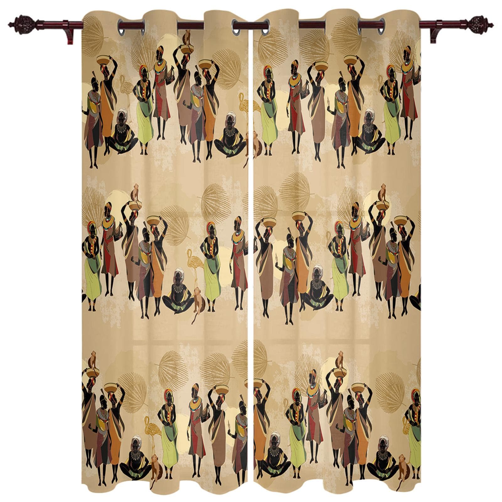 Modern Window Curtains African Style Luxury Fashion Curtains for Living Room Bedroom Kitchen Drapes 135W x 215H(cm) x2