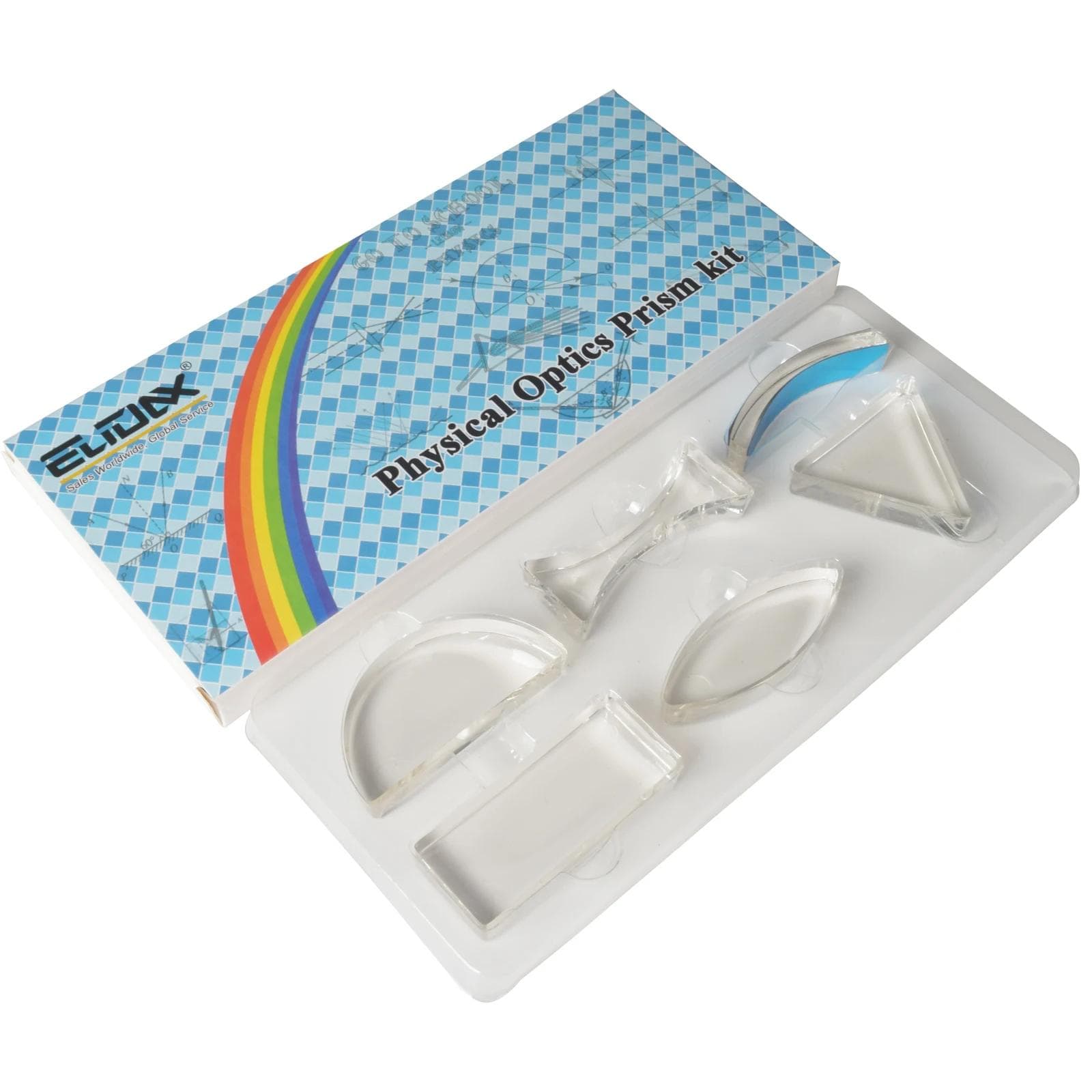 Optical Prism Lens Set 6 PCS Acrylic Concave Convex Lens Physical Optical Kit for Primary Secondary School Experiment G112