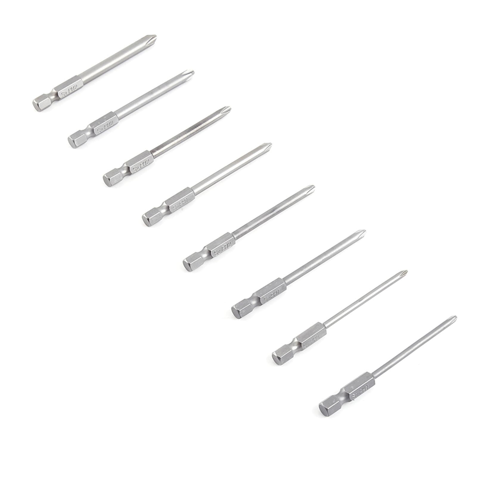 8pcs 75mm 14 Shank Magnetic Long Hex Cross Head Screwdriver Bits Set