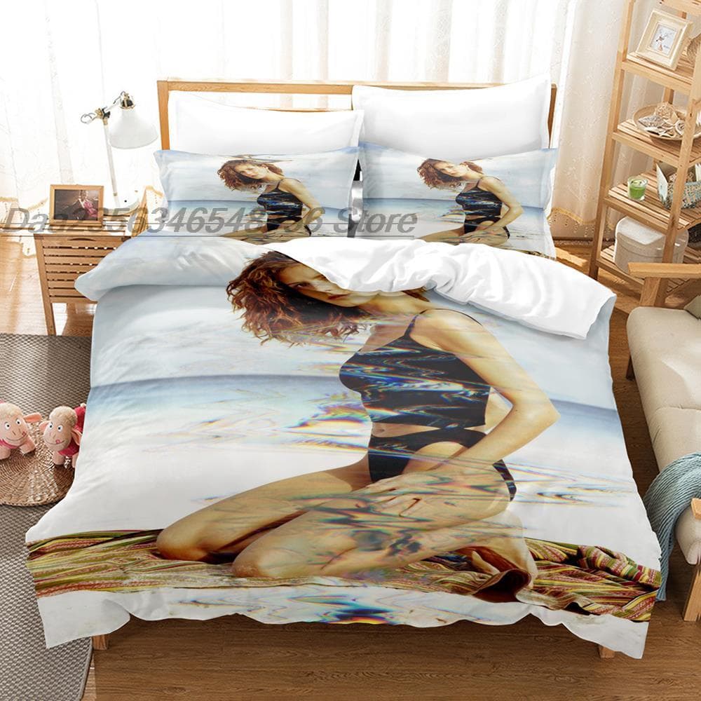 Bikini Gilr Bedding Set Single Twin Full Queen King Size Bed Set Aldult Bedroom Duvetcover Sets Kawaii Sexy Big Breasts Camas EU single(135x200cm)