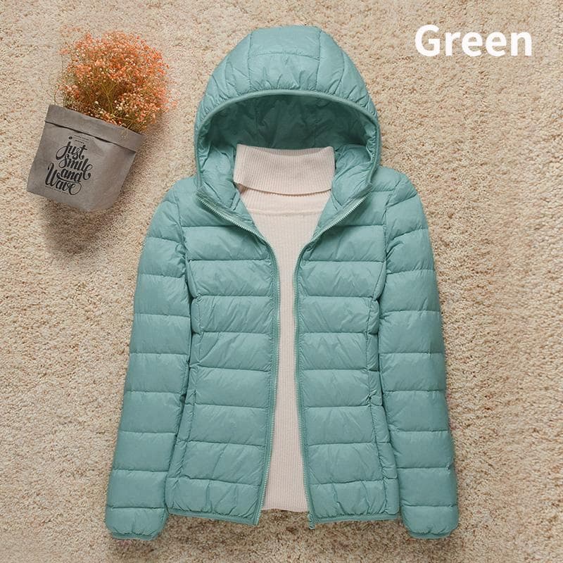 New Women Thin Down Jacket White Duck Down Ultralight Jackets Autumn And Winter Warm Coats Portable Outwear S green
