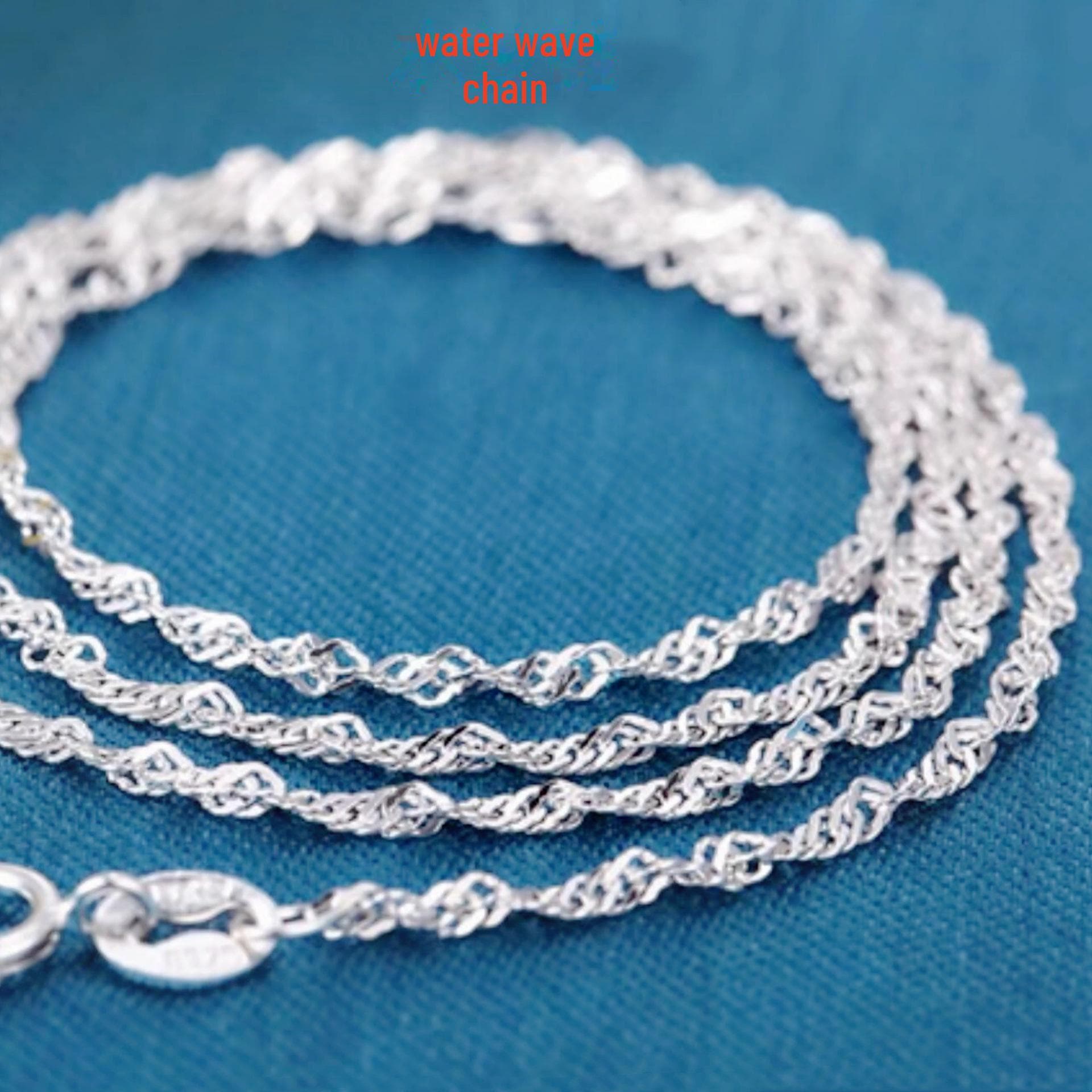 Versatile Silver Clavicle Chain Necklace: Snake Bone, Water Wave, Yuanbao Styles. Water wave chain length 45CM silver