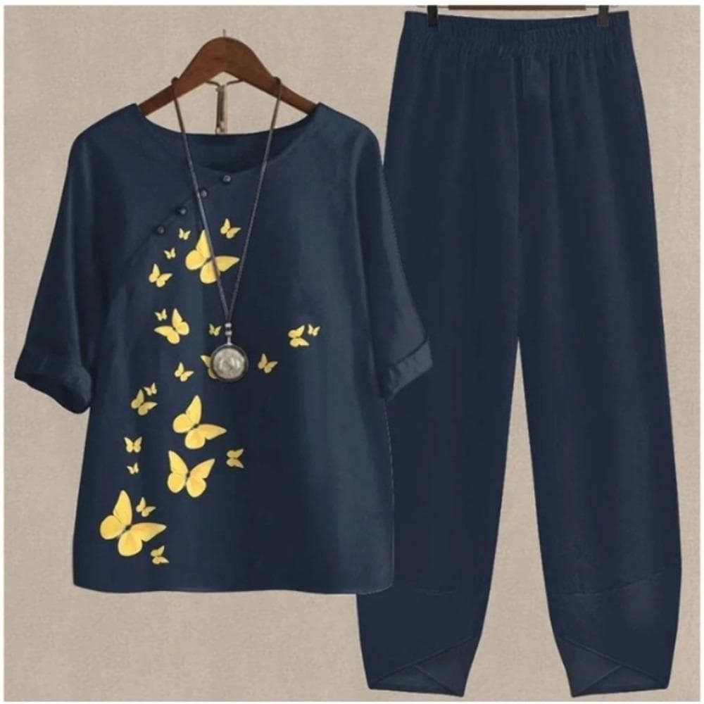 QICED Women's Fashion Summer Spring Solid Color Print Short Sleeve Suspenders Trousers Pants Suits XXXXXL