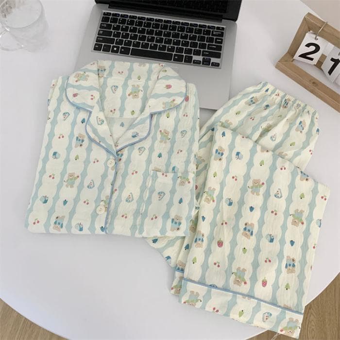 Print Cute Panda Women's Pajamas Set Autumn Spring Sleepwear Long Sleeve Tops and Pants Pajama 2 Piece Suit Nightwear Loungewear M