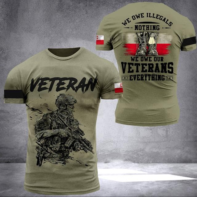 Polish Army Men's T-Shirt Veteran Soldier Poland Flag Print Men's Clothing Oversized Loose Pullover O Neck Short Sleeve Shirt L
