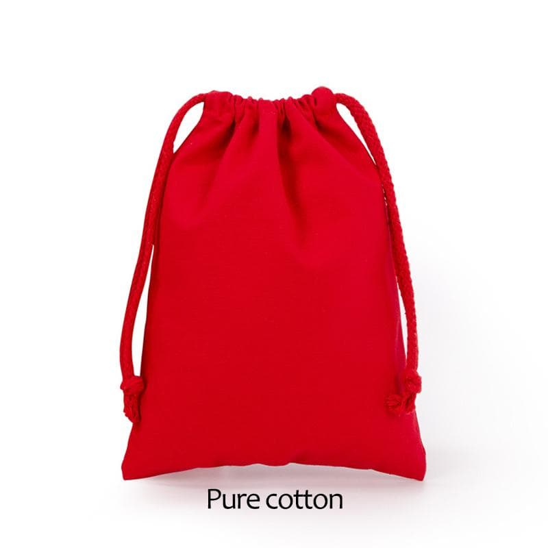 Cotton Drawstring Storage Bag White Canvas Bags for Candy Gift Package Pouch Reusable Home Sundries Organize Dustproof Sacks 25x32cm red