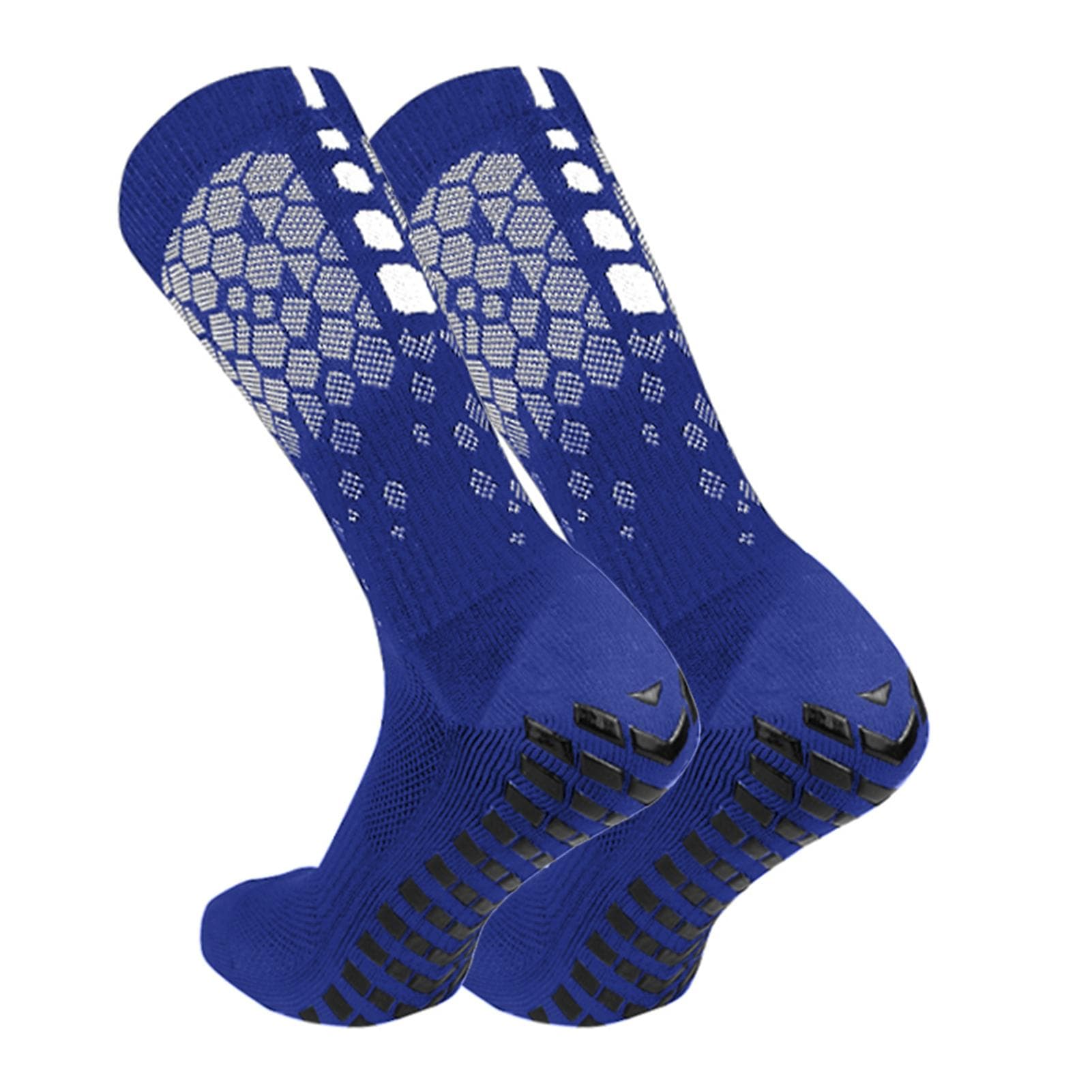 Anti-slip Soccer Socks for Men and Women Breathable Athletic Socks with Grippers for Yoga Football blue