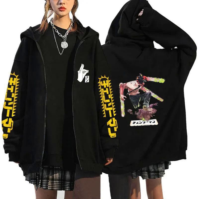 Anime Chainsaw Man Zip Hoodies Sweatshirts M