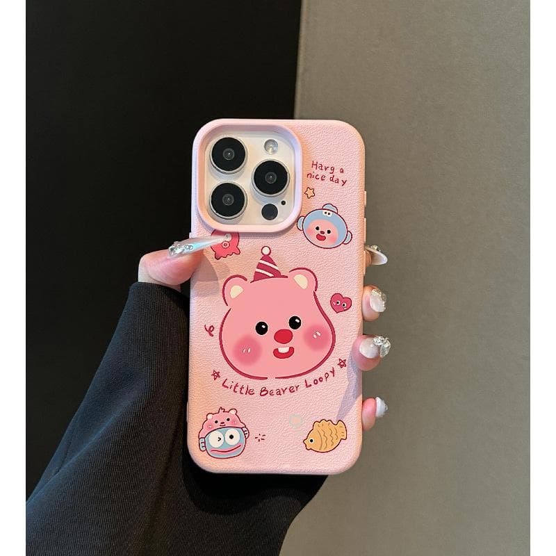 Cartoon Ruby Beaver Is Suitable for Apple 15promax Phone Case, IPhone16pro, and Lychee Pattern 14/13 Mini Apple XS