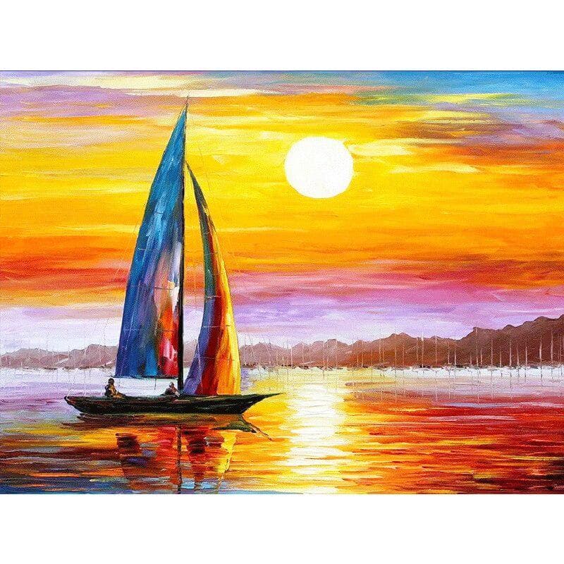 5D DIY Diamond Painting Small Sailboat Embroidery Cross Stitch Rhinestone Mosaic Home Decor 20X30CM