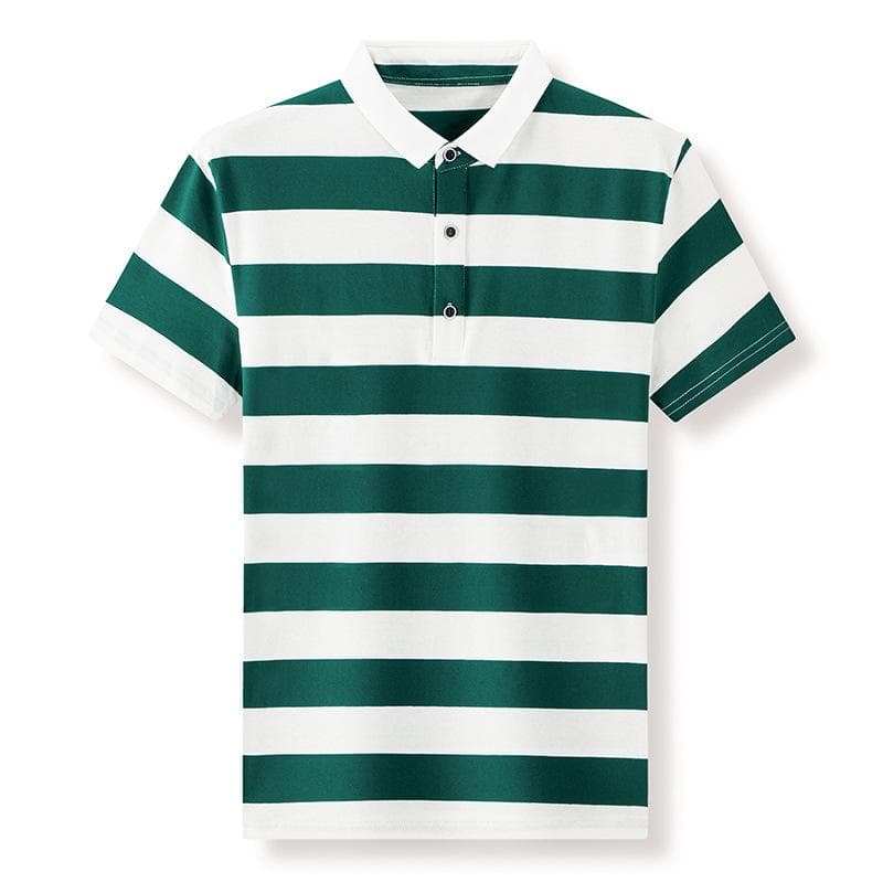 Polo Shirt Loose Collar Striped Men's Short Sleeved Summer Light Business Casual Men's Polo Shirt Upper Garment XXL