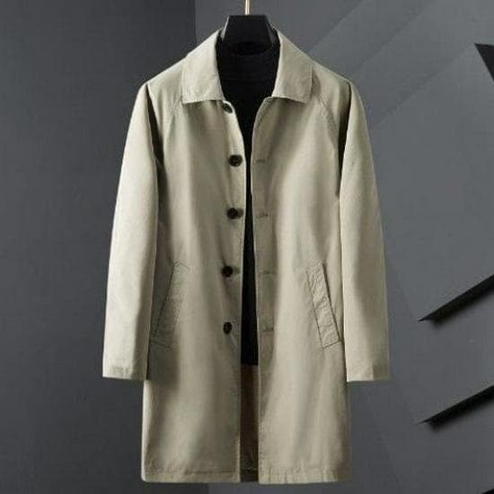 Men's Mid-Length Trench Coat, Spring/Autumn, Lapel Casual Korean Style, Loose Fit, Business Casual, Lightweight, Large Sizes Available. 4XL