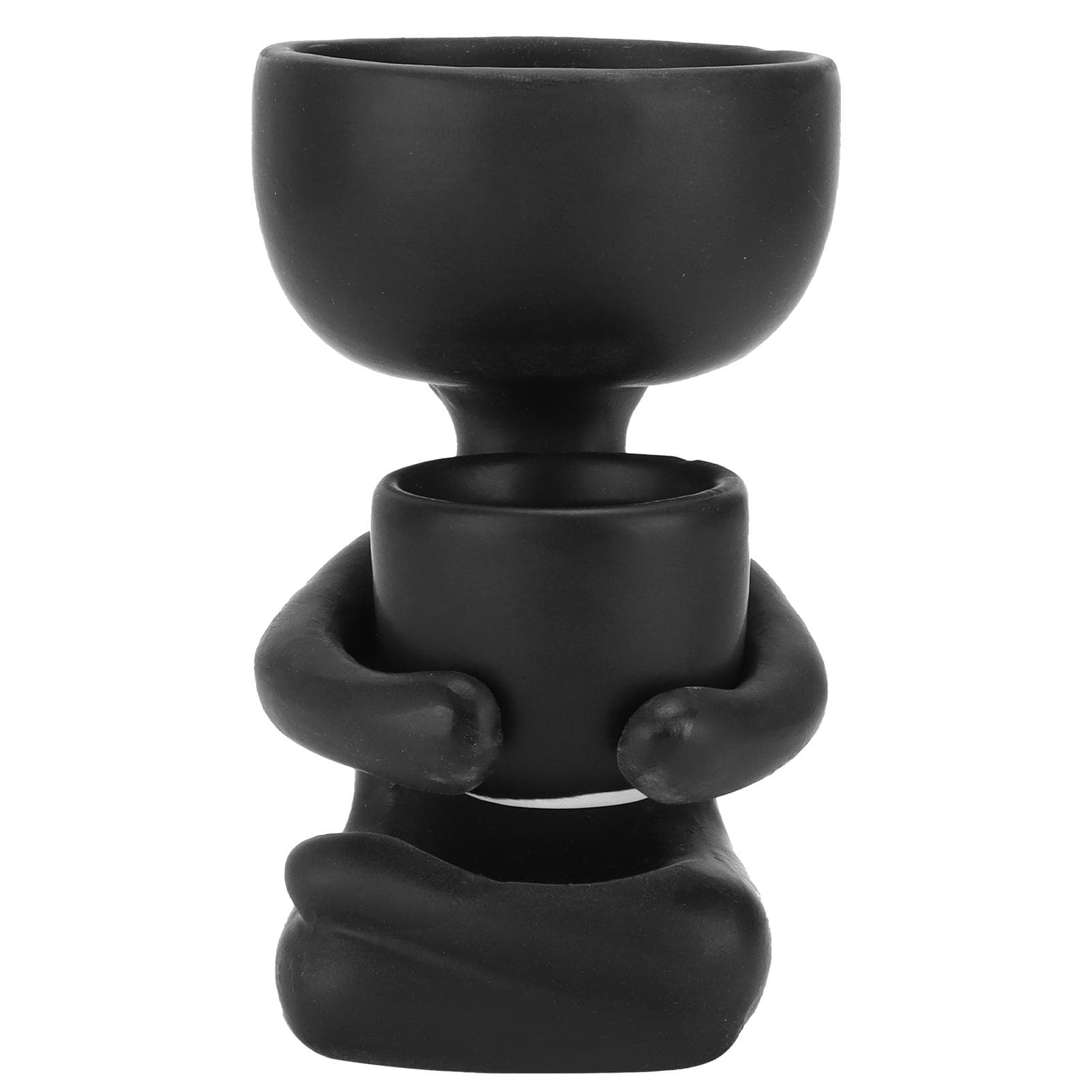 Plant Holder DIY Mini Cute Humanoid Black Ceramic Flower Pot for Flowers Succulents Household