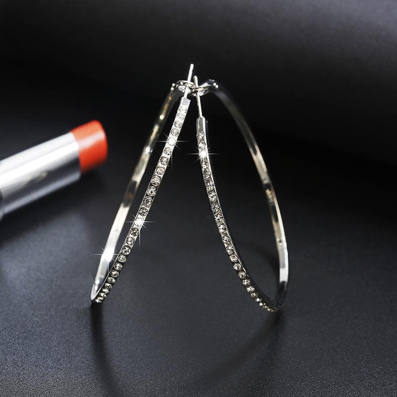 Creative Jewelry Elegant Crystal Earrings Round Circle Earrings Wedding Party Accessories for Women silver