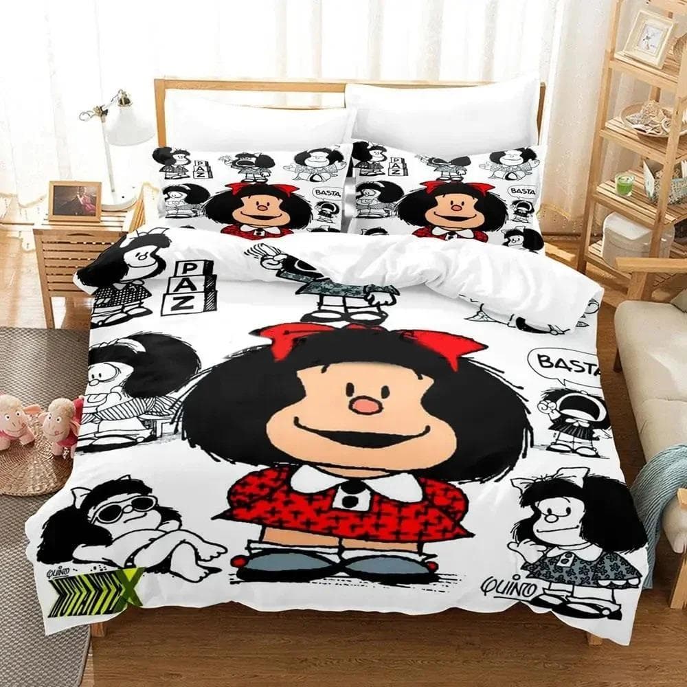 3D Print Mafalda Bedding Set Duvet Cover Bed Set Quilt Cover Pillowcase Comforter king Queen Size Boys Adult Bedding Set 70x133cm 2pcs
