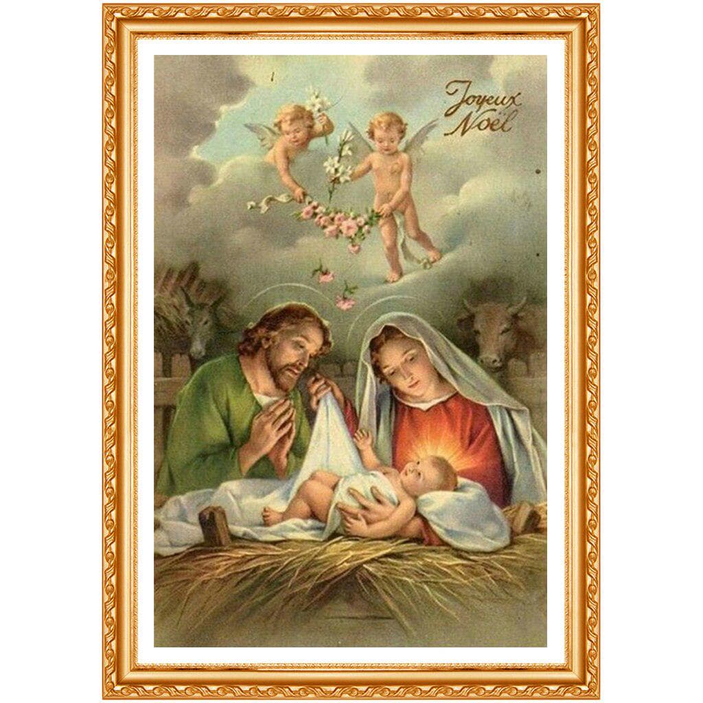 5D Diy Round Full Diamond Embroidery Icon Religion Rhinestones Cross Stitch Kits Handicrafts Gift 20X30CM