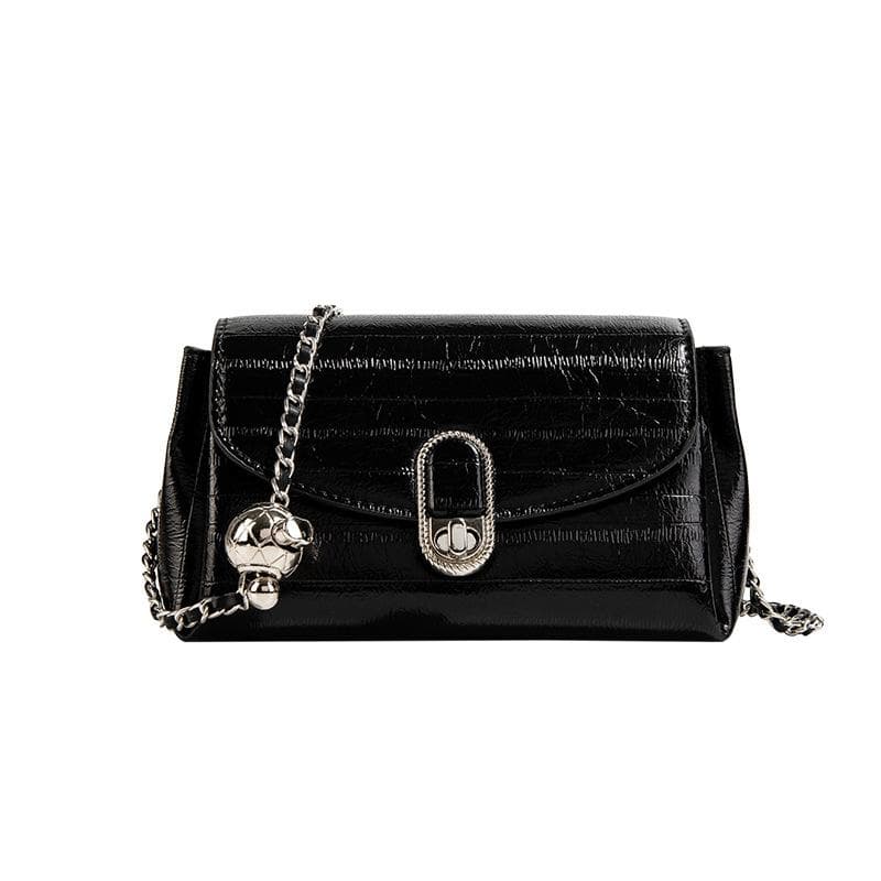High-end Small Gold Bead Chain Bag, Niche Bag, Women's Single-shoulder Bag, Crossbody Bag, Versatile Small Square Bag, Casual Pillow Bag black
